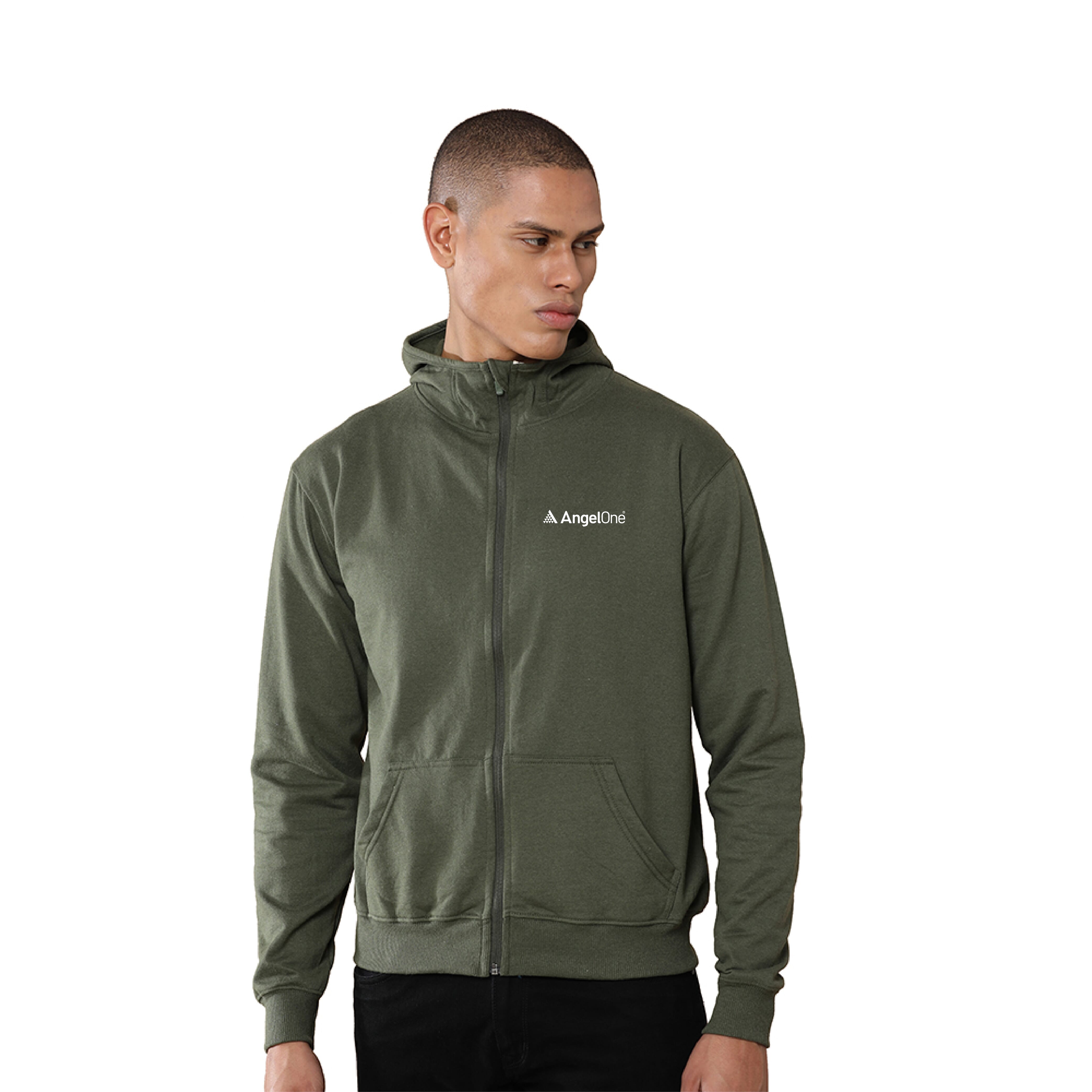 Men's Rocky Hoodie with Zip- Olive Green